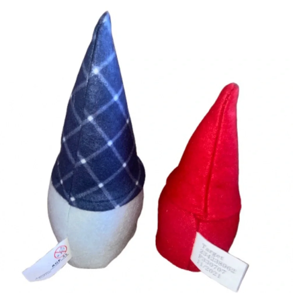 Set of 2 mini Decorative Gnomes - Red Plaid & Navy Hats 2021 target NWOT